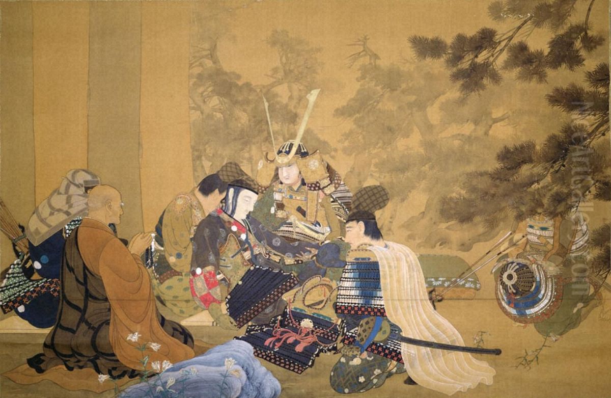 Death of Tsugunobu (from the Tale of Heike) Oil Painting by Kanzan Shimomura