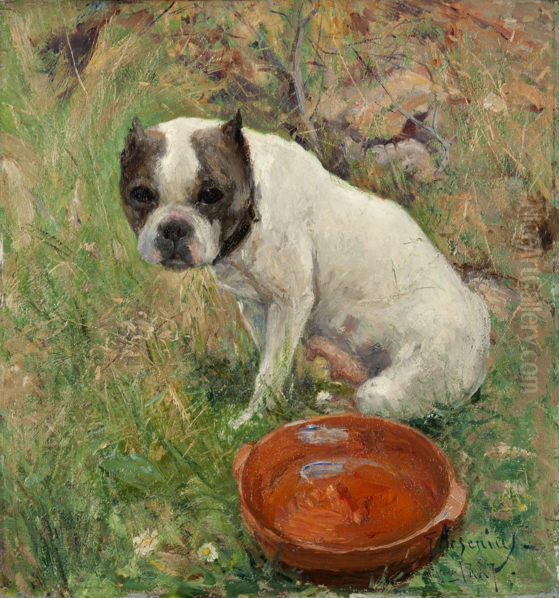 My Dog Oil Painting by Karl Georg Arsenius