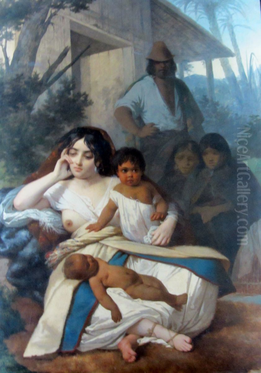 Elisa Bravo en cautiverio Oil Painting by Raymond Monvoisin