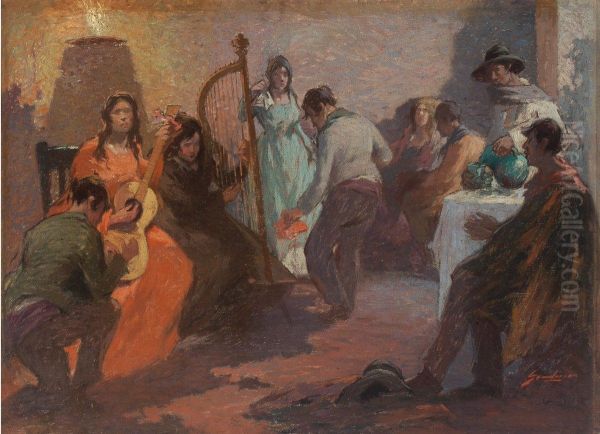 La zamacueca Oil Painting by Arturo Gordon