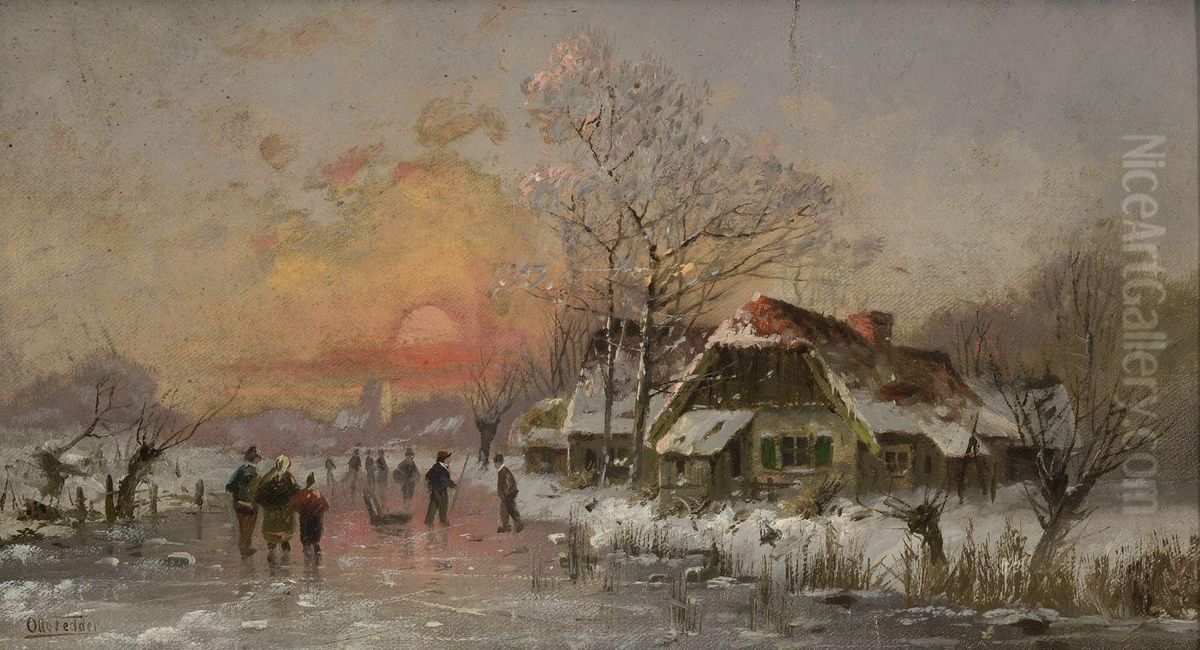 Winter fun Oil Painting by Otto Fedder