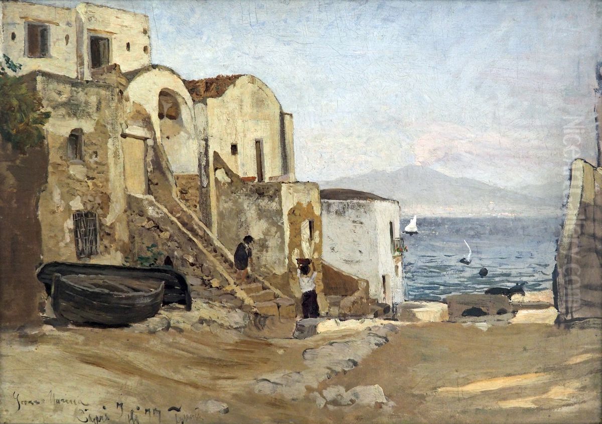 Big navy Capri Oil Painting by Hans Peter Feddersen