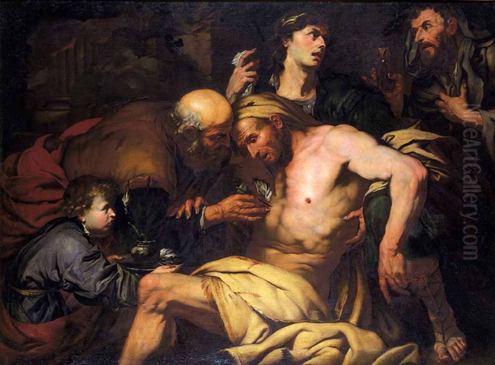 the Good Samaritan Oil Painting by Giovan Battista Langetti