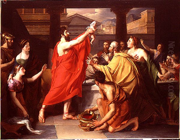 Lycurgue presente aux lacedemoniens l'heritier du trone Oil Painting by Abel De Pujol