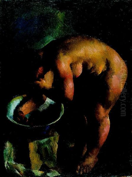 Eta is Bathing Oil Painting by Vilmos Aba-Novak