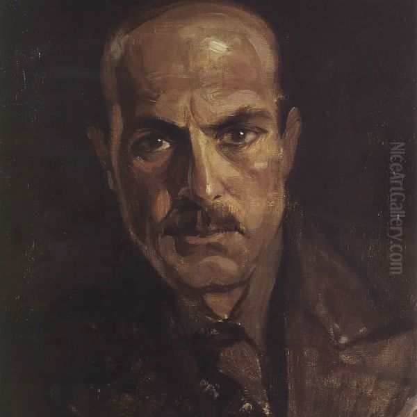 Portrait of Mohammad Salah Beydoun. Oil Painting by Moustafa Farroukh