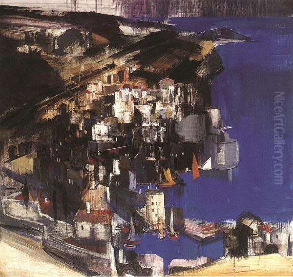 Cefalu Oil Painting by Vilmos Aba-Novak
