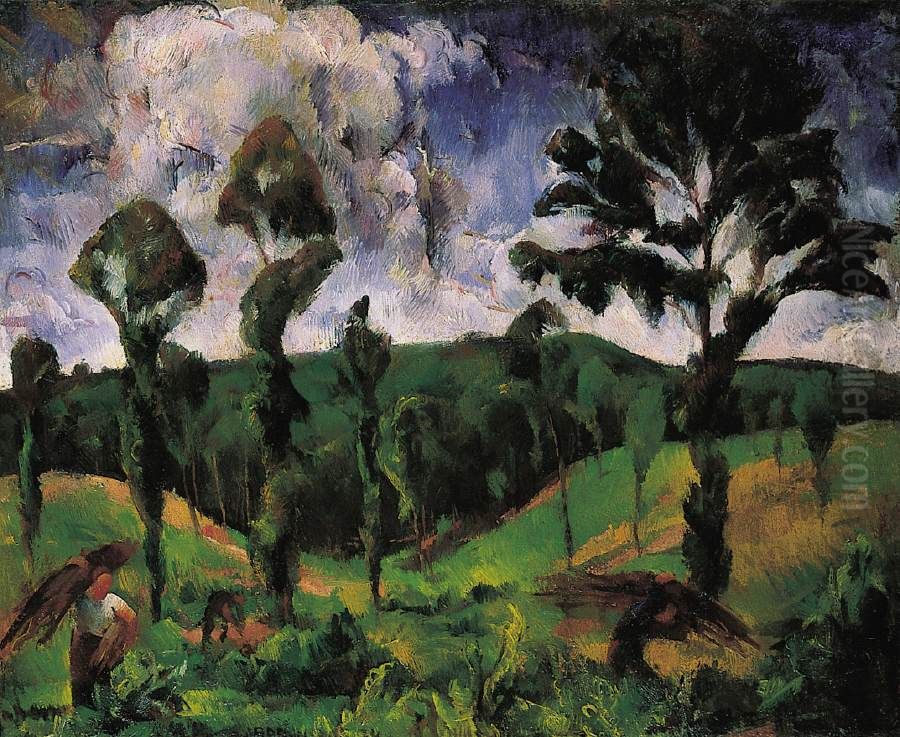 Fetching Wood Oil Painting by Vilmos Aba-Novak Fetching Wood Oil Painting by Vilmos Aba-Novak