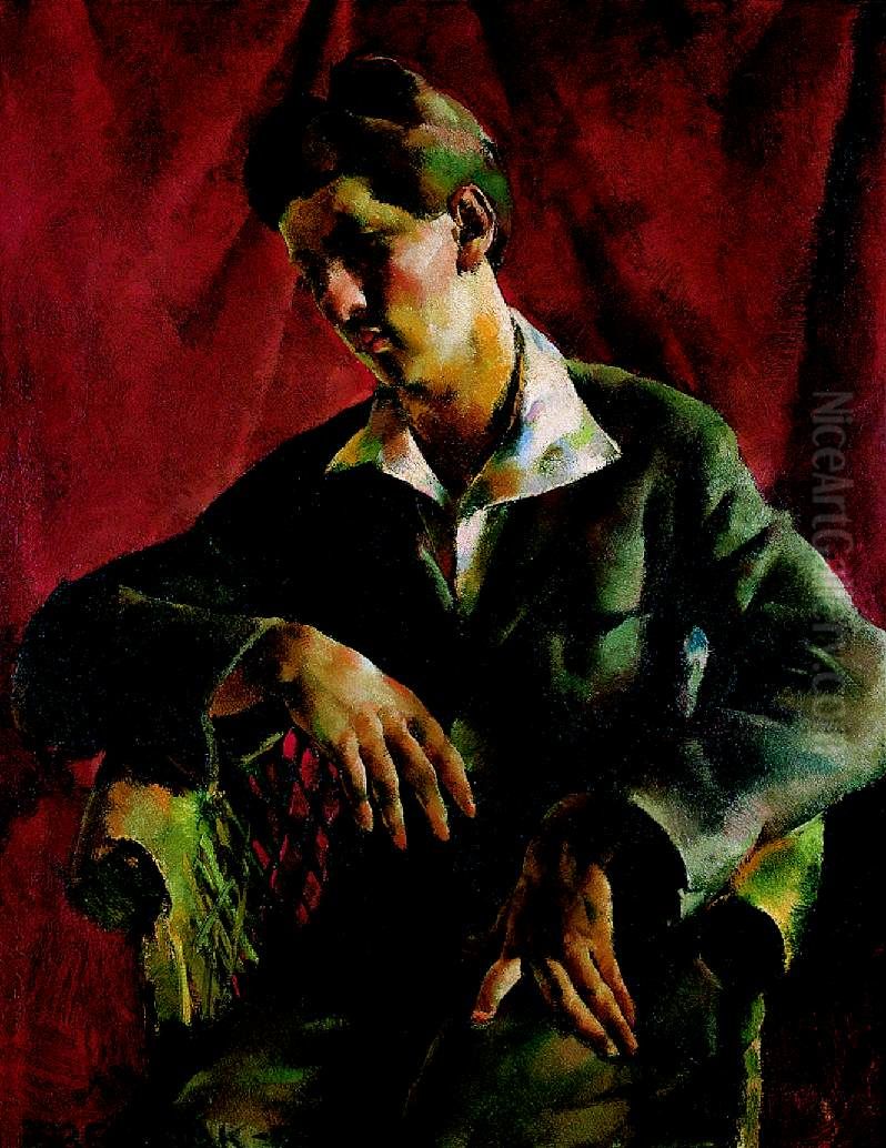 Portrait of Jozsef Hanak Oil Painting by Vilmos Aba-Novak