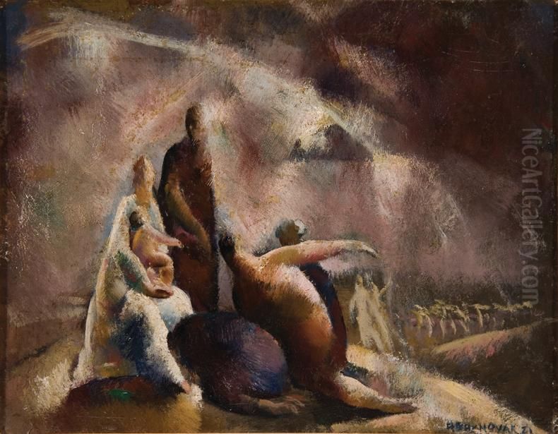 The Worship of the Three Magi Oil Painting by Vilmos Aba-Novak