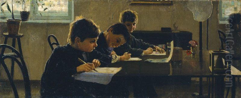 Za urokom Oil Painting by Sergey Petrovich Kostenko