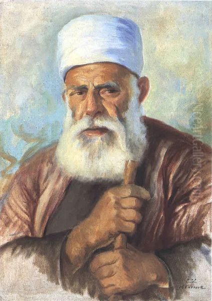 A Druze Sheikh. Oil Painting by Moustafa Farroukh