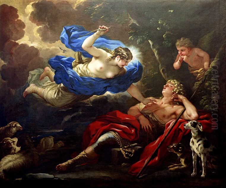 Diana   and  Endymion Oil Painting by Luca Giordano