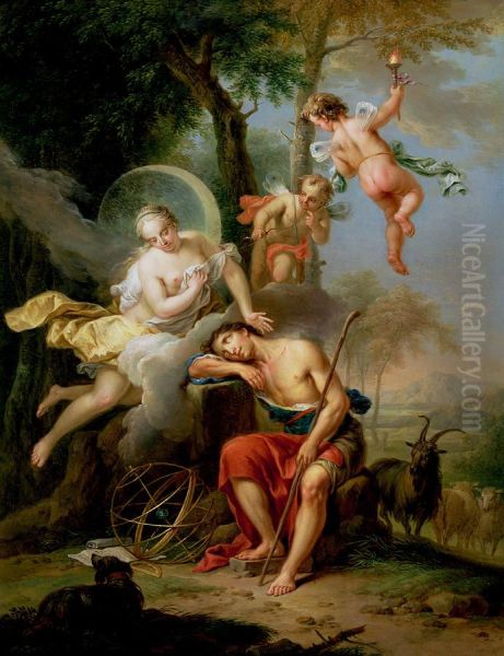 Diana   and  Endymion Oil Painting by Franz Christoph Janneck