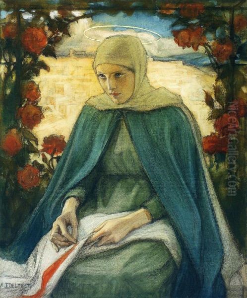 Neitsyt Maria ruusutarhassa, luonnos Oil Painting by Albert Edelfelt