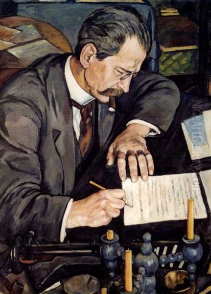 Portrait of Arno Holz Oil Painting by Erich Buttner