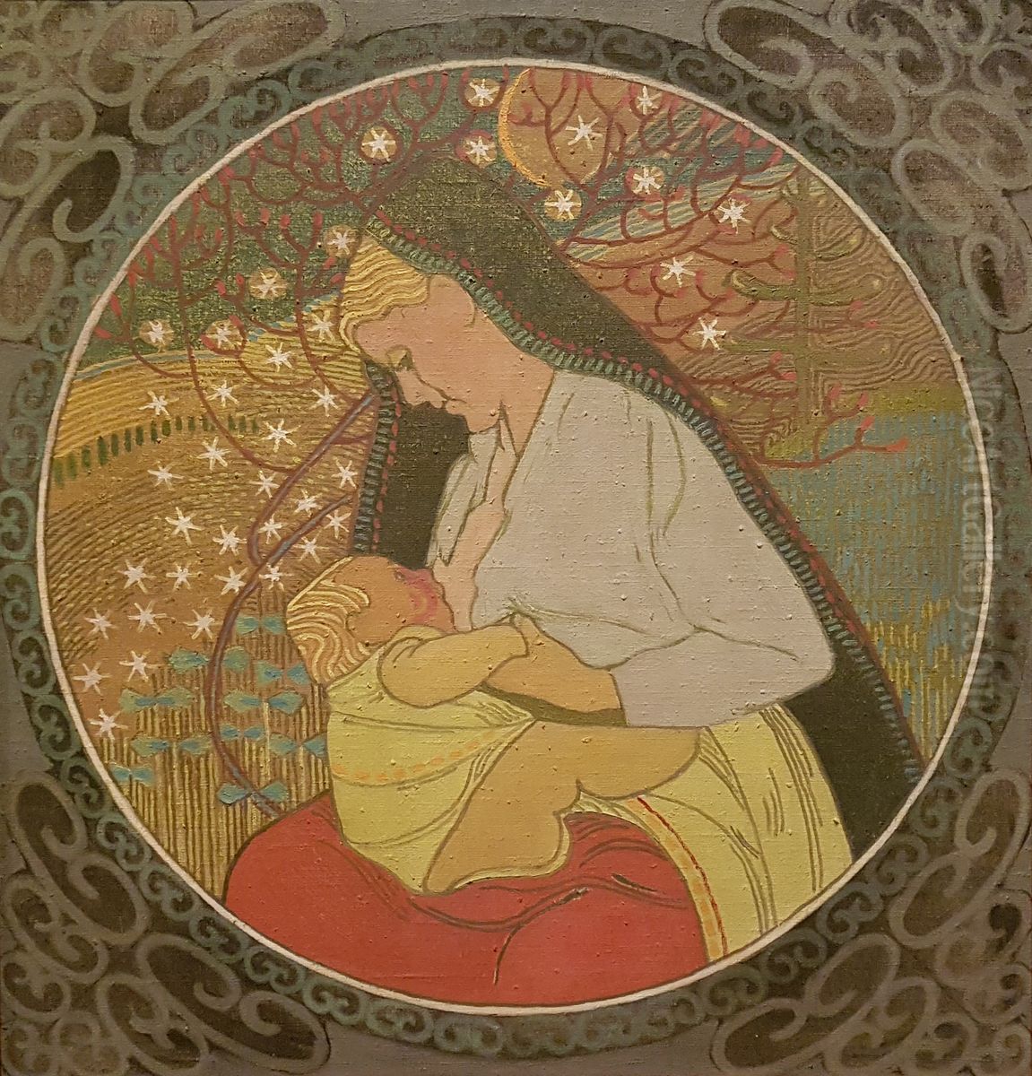 Finnish Madonna Oil Painting by Joseph Alanen