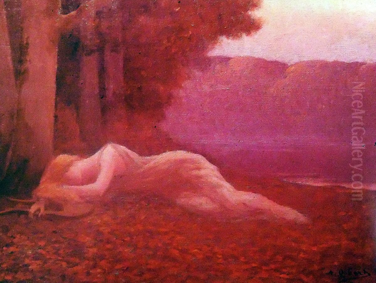 Nymphe endormie Oil Painting by Alphonse Osbert