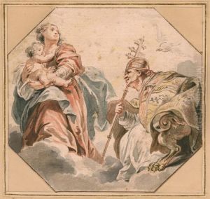 Saint Gregory the great adoring the madonna