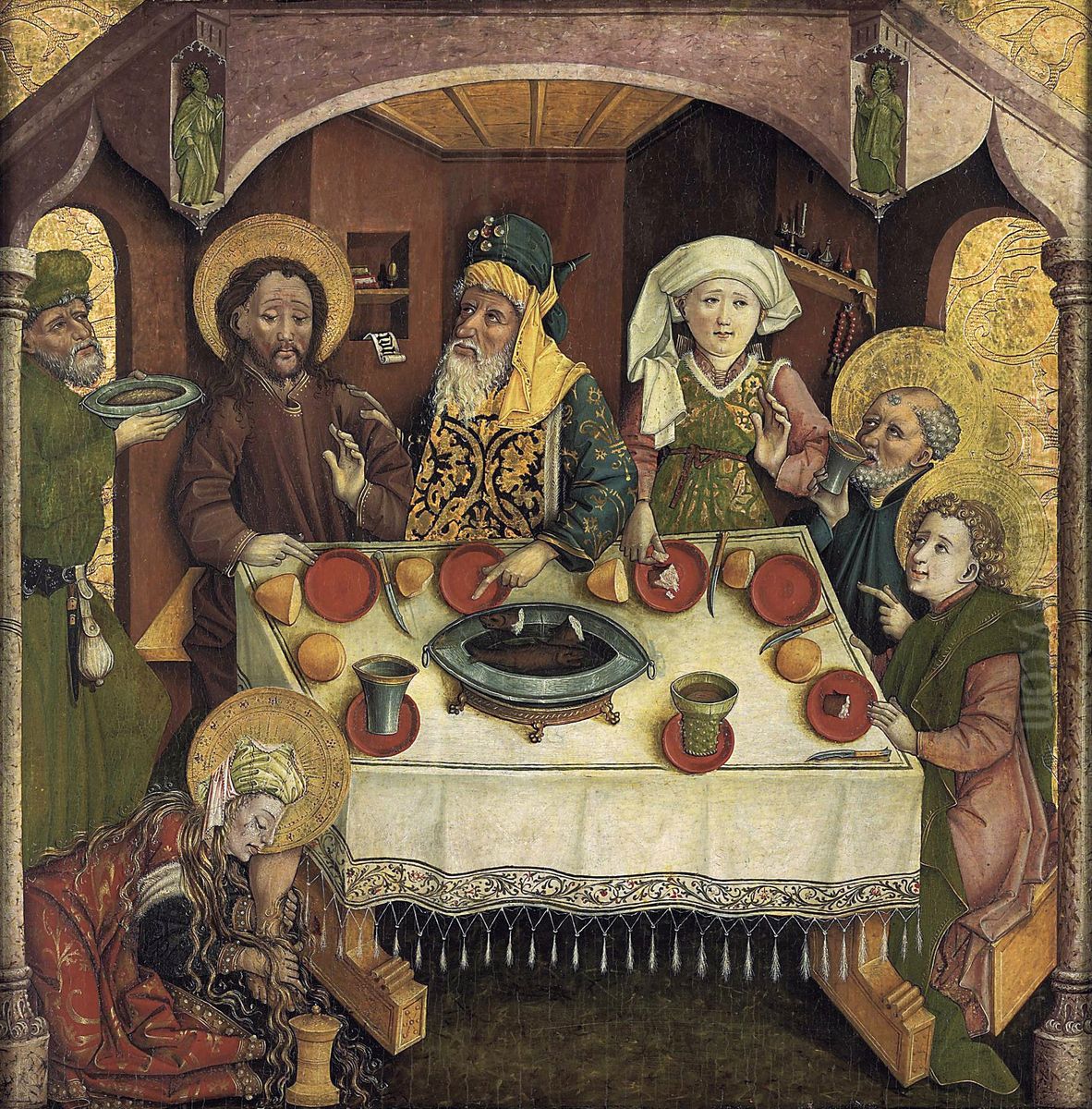 Anointing the Feet of Jesus in the House of Simon, the Pharisee Oil Painting by Unidentified painter
