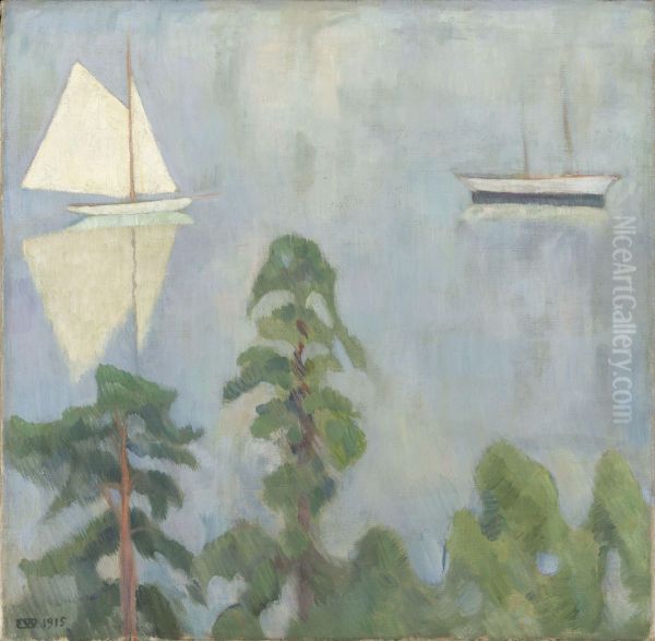 Mirroring Oil Painting by Erik Werenskiold