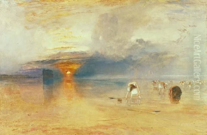 Strand von Calais bei Ebbe, Poissards sammeln Fischkoder Oil Painting by J. M. W. Turner