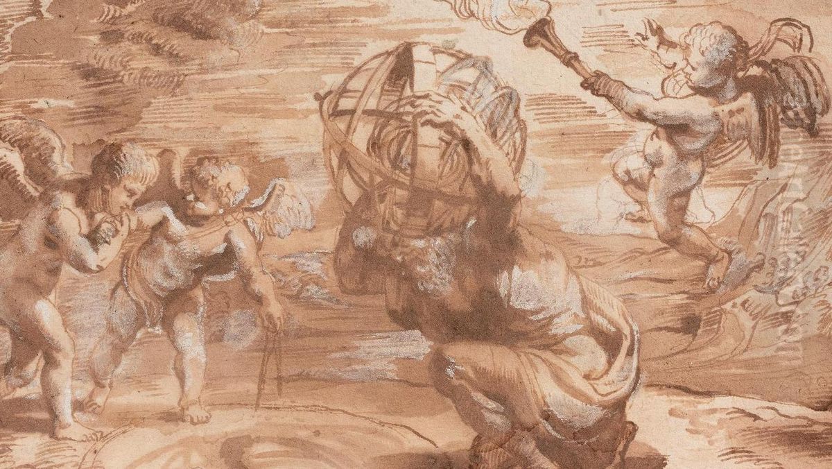 draft vignette for Opticorum libri sex by Franciscus Aguilon, circa 1613 Oil Painting by (studio of) Rubens, Peter Paul