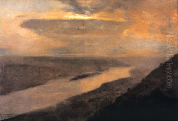 Dniestr w nocy Oil Painting by Jozef Chelmonski