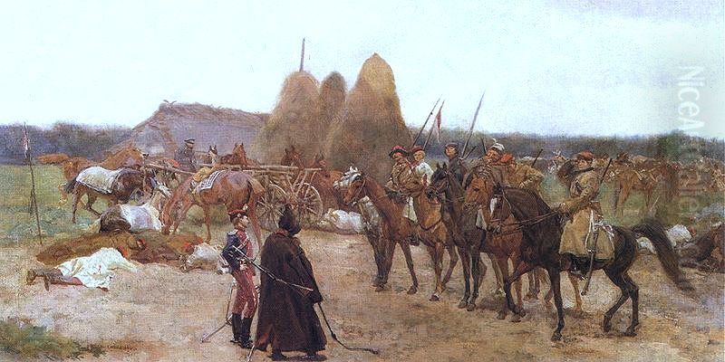 Epizod z powstania 1863 roku Oil Painting by Jozef Chelmonski