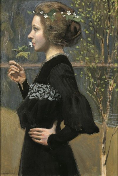 Kevat Oil Painting by Akseli Gallen-Kallela