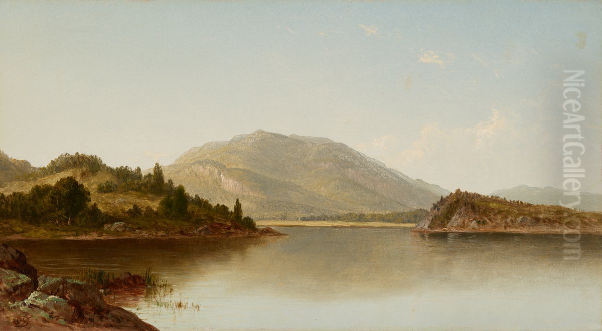 Bear Mountain and Iona Island on the Hudson River Oil Painting by David Johnson