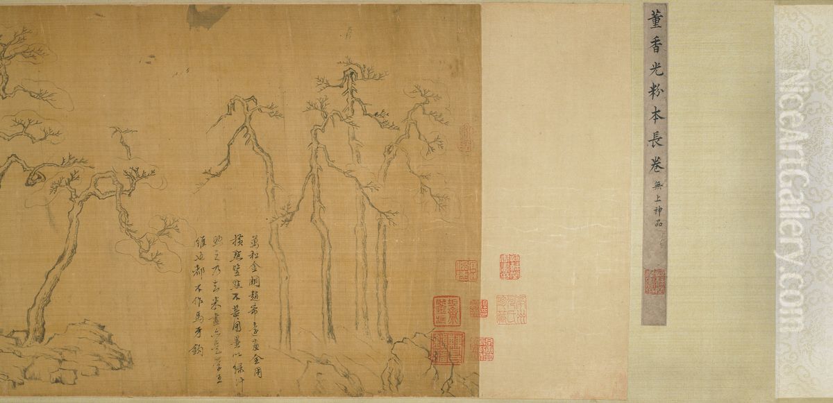 Studies of Traditional Trees and Rocks Oil Painting by Dong Qichang Studies of Traditional Trees and Rocks Oil Painting by Dong Qichang