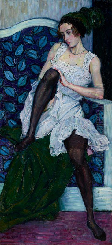 Young Woman in Undergarments Oil Painting by Wilhelm List