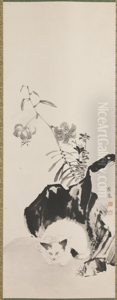 Cat and Goose Oil Painting by Maruyama Okyo