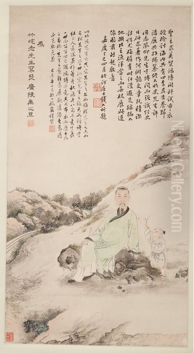 Portrait of Zhu Yizun Oil Painting by Yu Zhiding