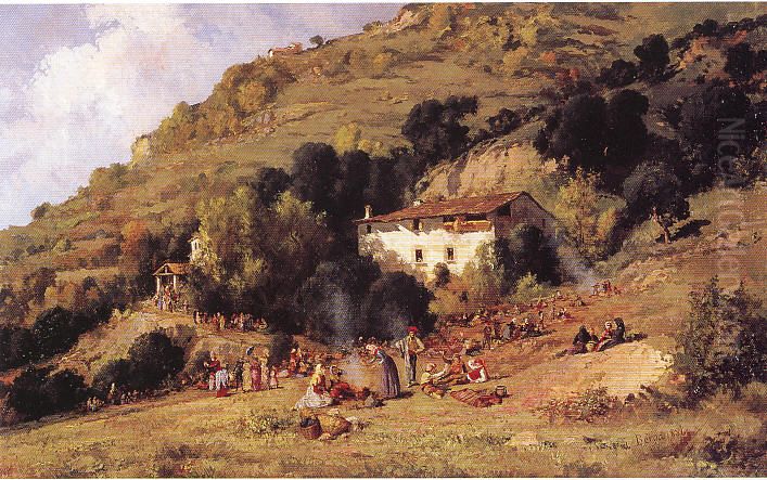La romeria Oil Painting by Josep Berga i Boix