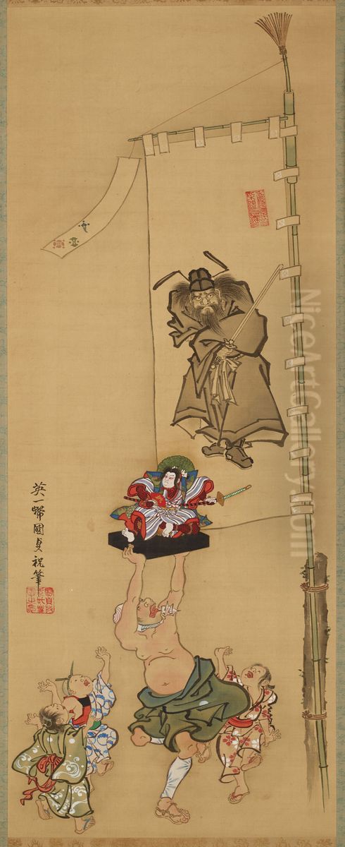 Boy's Festival Oil Painting by Utagawa Kunisada