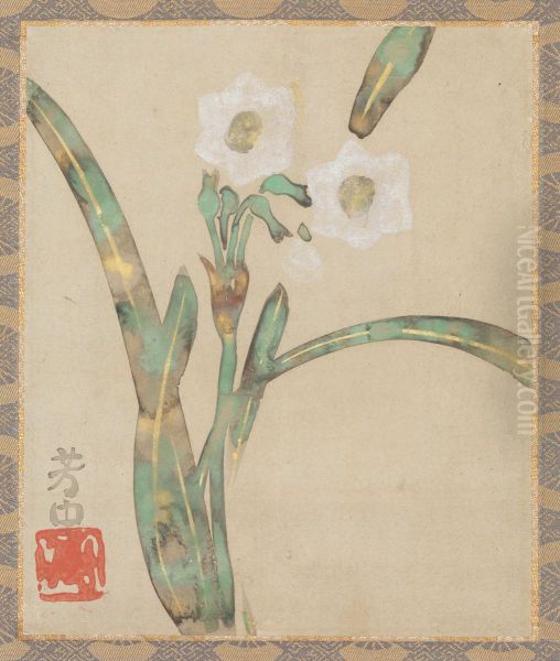 Narcissus Oil Painting by Nakamura Hochu