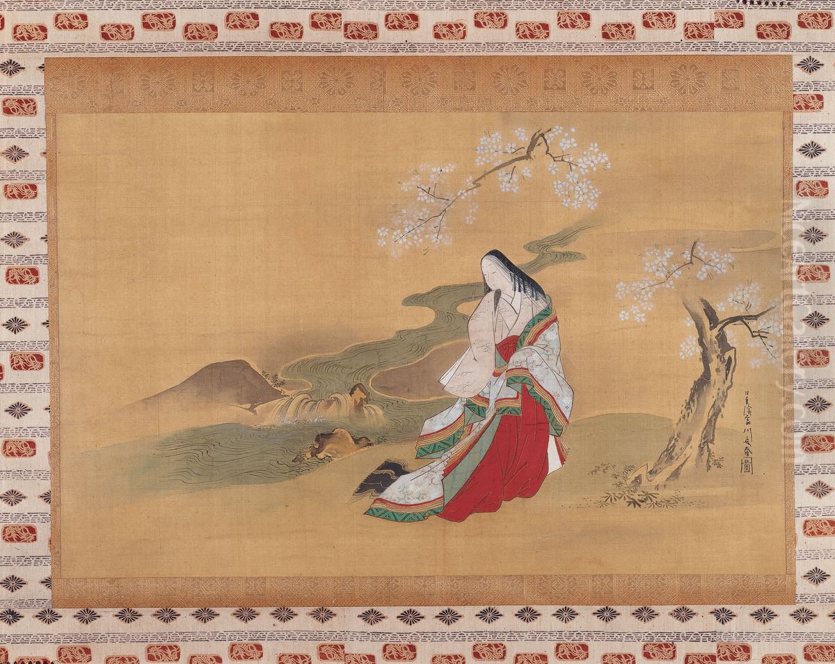 Poetess Ise no Tayu Oil Painting by Miyagawa Choshun