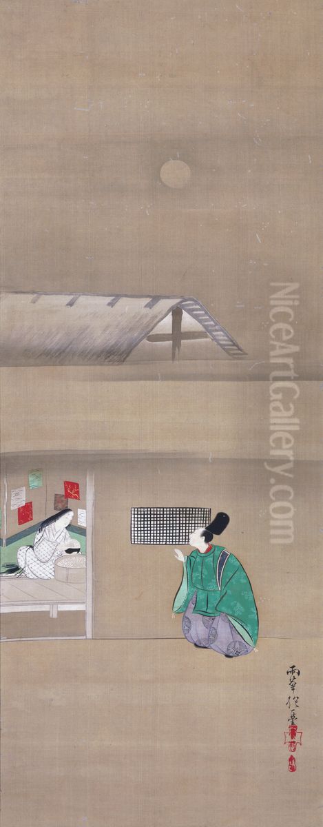 Woman of Takayasu, from the Tales of Ise Oil Painting by Sakai Hoitsu