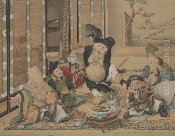 Seven Lucky Gods Oil Painting by Imao Keinen