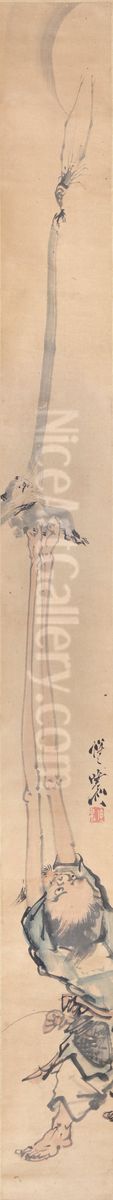Long Arms [right of a pair of Long Legs and Long Arms] Oil Painting by Kawanabe Kyosai