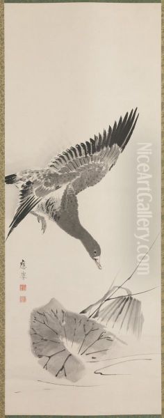 Cat and Goose Oil Painting by Maruyama Okyo