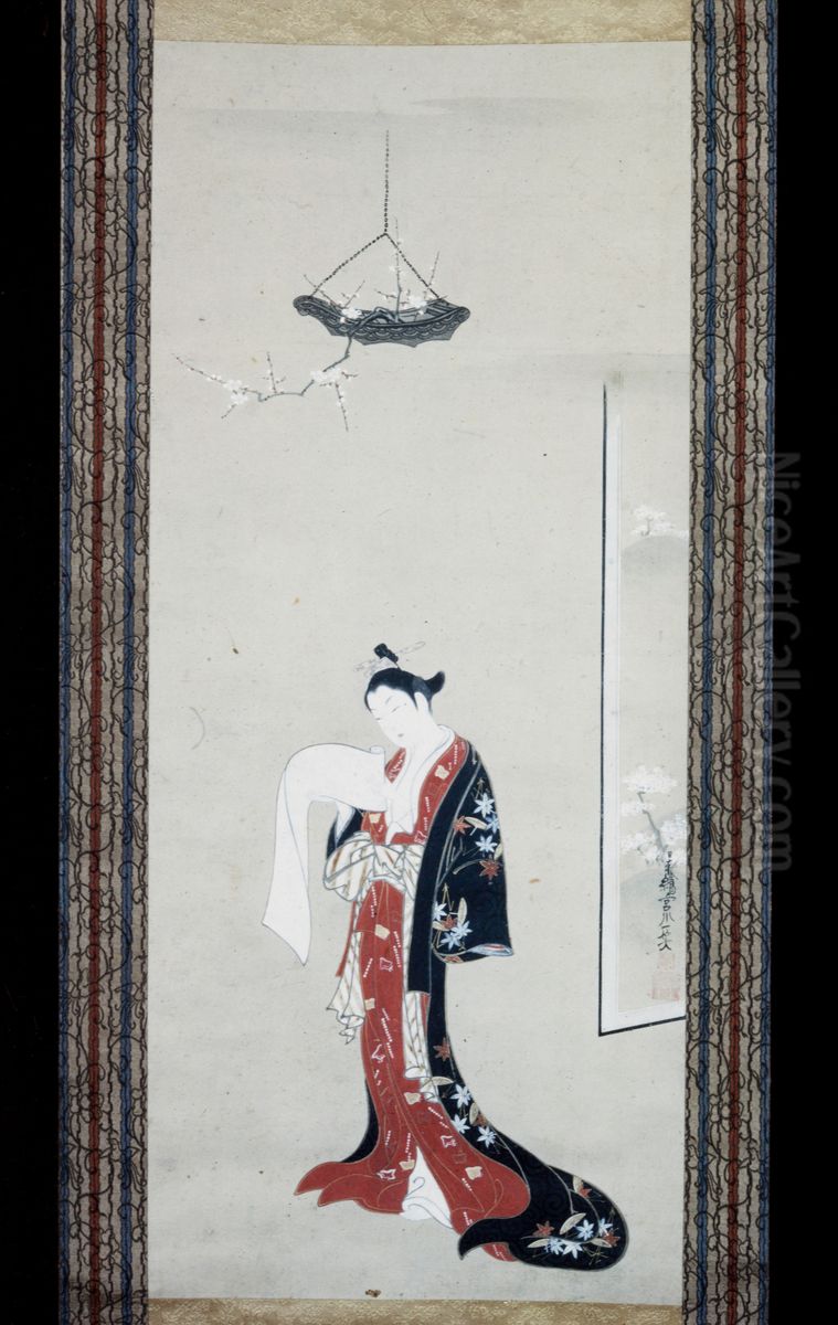 Prostitute Reading a Letter Oil Painting by Miyagawa Issho