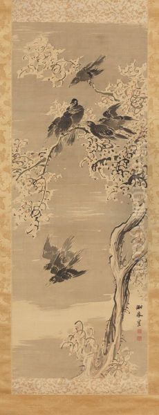 Crows in an Old Tree Oil Painting by Yosa Buson
