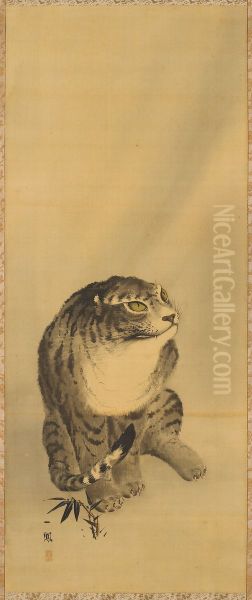Tiger [left of a pair of Tiger and Dragon] Oil Painting by Mori Ippo