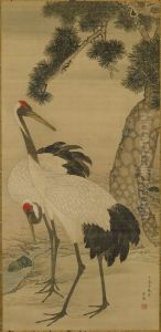 Two Cranes and a Pine Tree