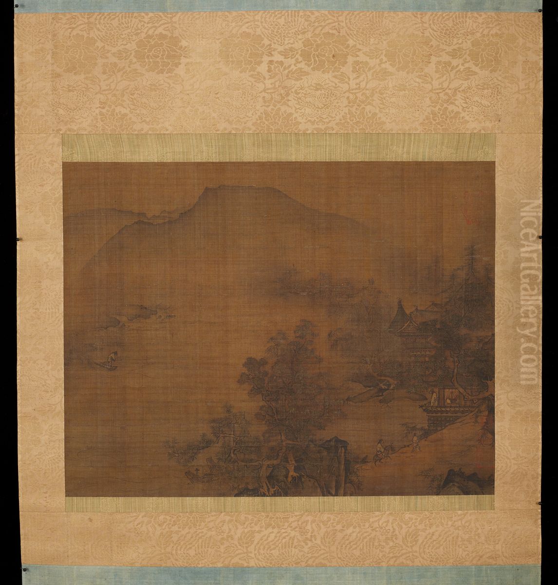 Landscape with Pavilion Oil Painting by Sesson Shukei