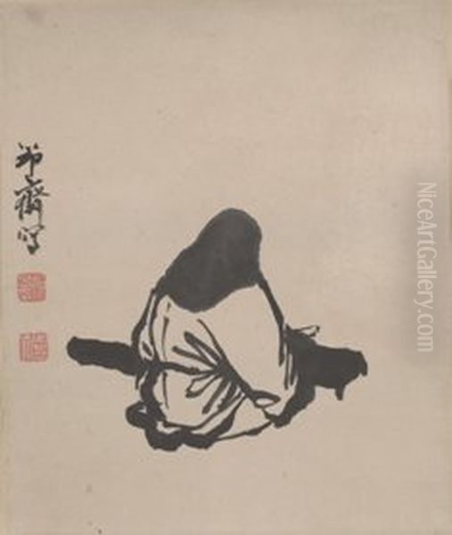 T'ao Yuan-ming and his Stringless Qin Oil Painting by Ki-en