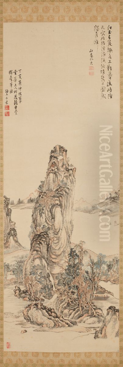 Duxiu Peak Oil Painting by Aoki Mokubei